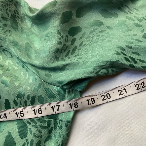 Topshop Green Jacquard Tie Neck Jumpsuit Long Sleeve Size US 2 Elegant - Picture 8 of 12